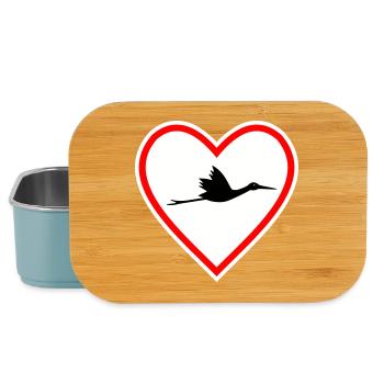 Herz Schild Storch Klapperstorch Geburt - Lunch Box - Hellblau - Vorne