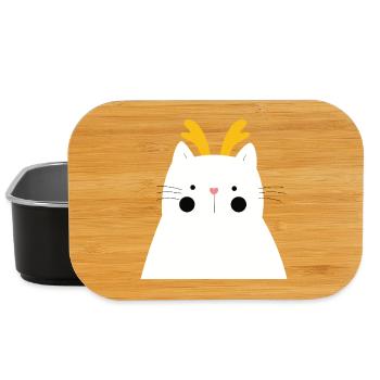 Chat blanc aux bois dorés - Boîte à goûter - noir - Devant