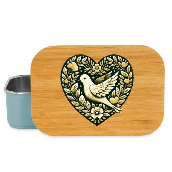 Goldene Taube im Floral Heart - Lunch Box - Hellblau - Vorne
