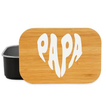 Papa - Small Heart (Custom Color) - Lunch Box - black - Front