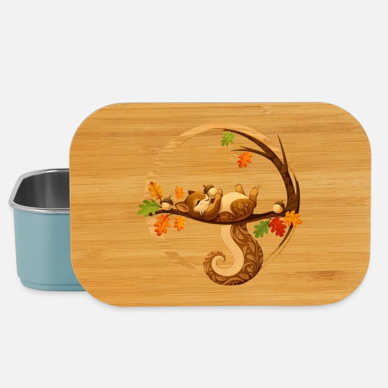 Écureuil endormi dans le cercle d’automne - Boîte à goûter - bleu pâle