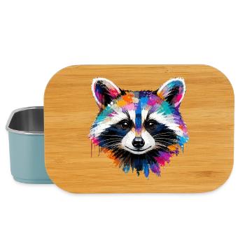 Colorful raccoon with splashes of paint - Lunch Box - light blue - Front