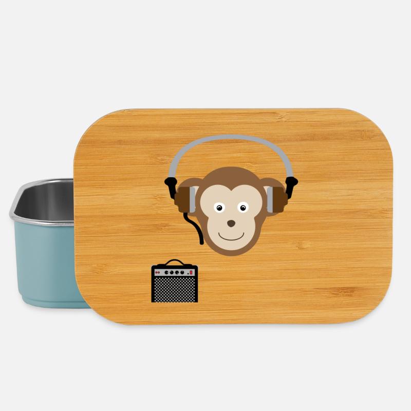 Singe avec musique au casque - Boîte à goûter - bleu pâle
