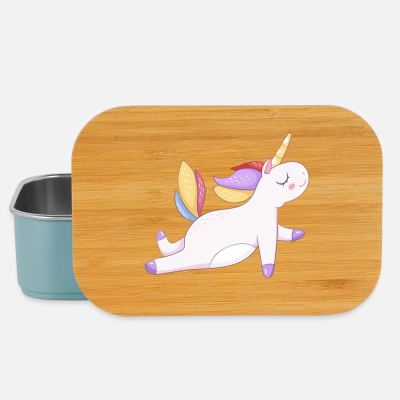 Buntes Einhorn sitzend, Pastellmuster - Lunch Box - Hellblau
