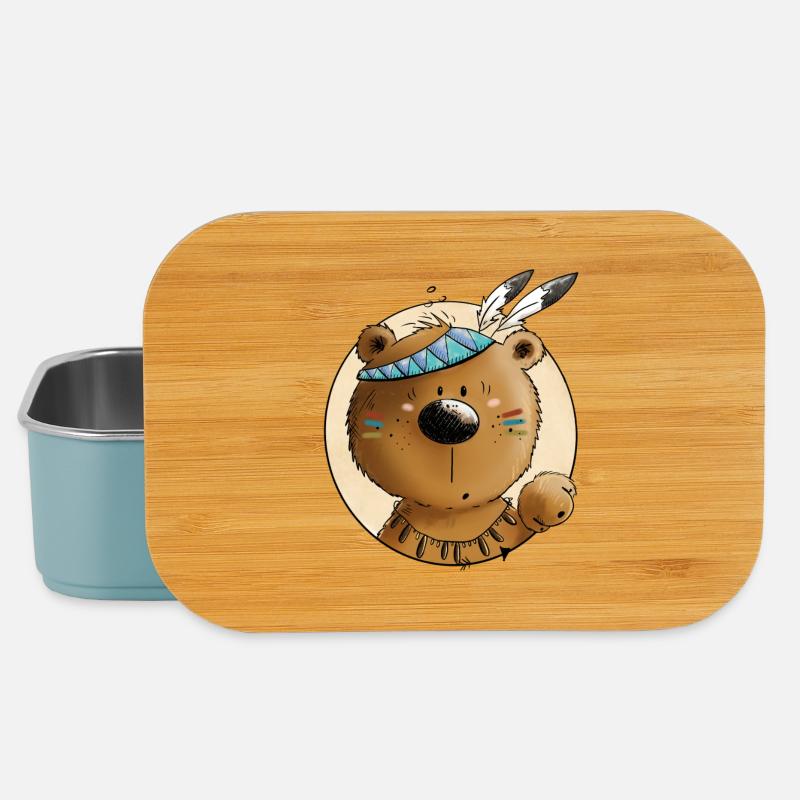 Indianer Bär - Lunch Box - Hellblau