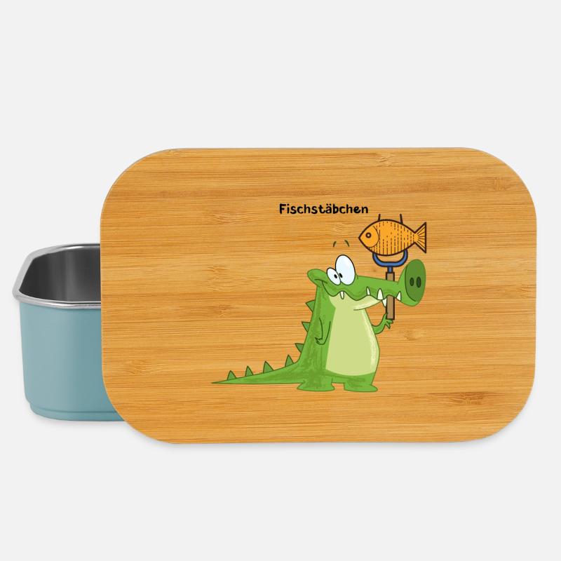 Krokodil Fischstäbchen mit Wort - Lunch Box - Hellblau