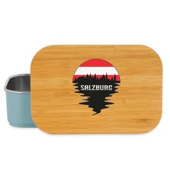 Salzburg Austria Skyline Silhouette Austrian Flag - Lunch Box - light blue - Front