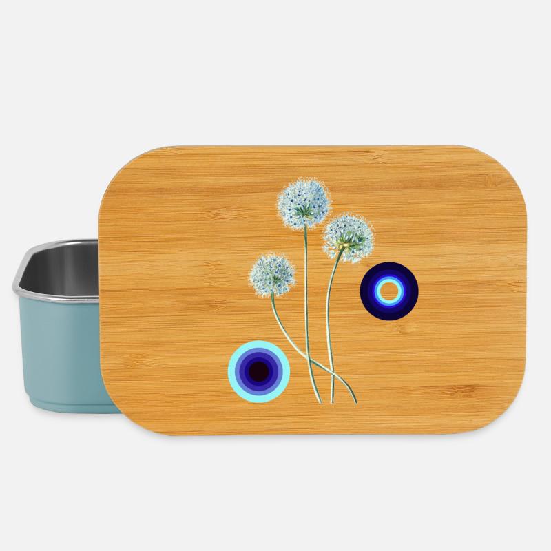 Alliumblüten im Retro-Stil - Lunch Box - Hellblau