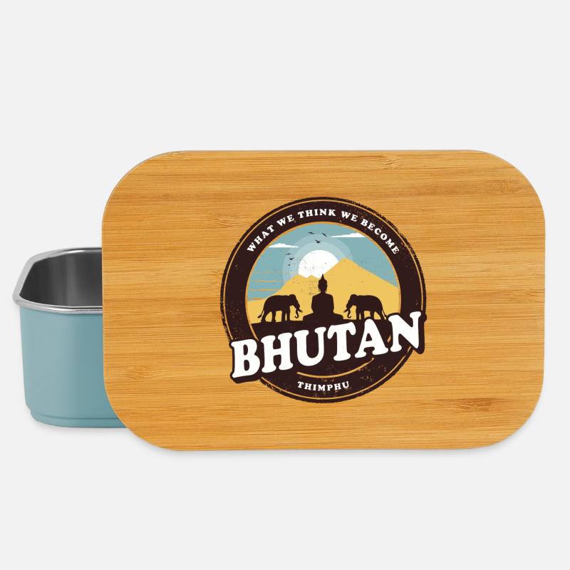 Bhutan Buddha Design mit Elefanten / Geschenkidee - Lunch Box - Hellblau
