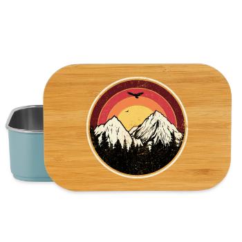 Sunset Peaks Mountain Round Illustration - Lunch Box - light blue - Front