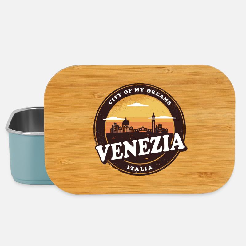 Venice Vintage Skyline Design - Lunch Box - light blue