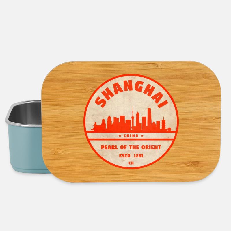 Shanghai Skyline Siegel Rot - Lunch Box - Hellblau
