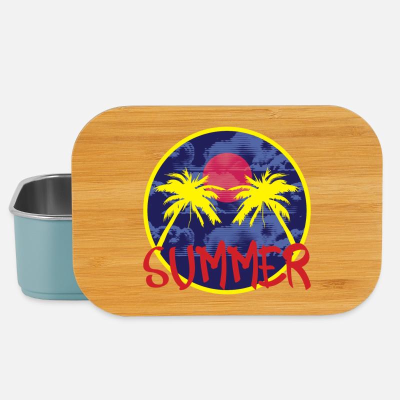 Sommer unter Palmen am Strand Sommerurlaub - Lunch Box - Hellblau