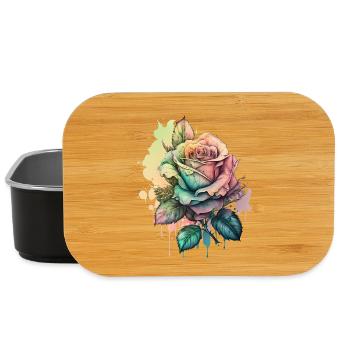 Rose Bunt Watercolor tropisch Kreatives Design - Lunch Box - Schwarz - Vorne