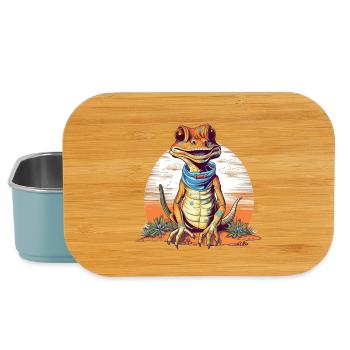 Fabelwesen Gecko mit Neckerschal - Lunch Box - Hellblau - Vorne