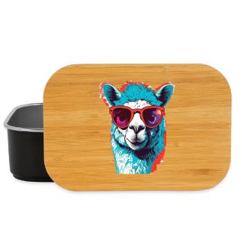 Lama drôle avec des lunettes de soleil - Boîte à goûter - noir - Devant