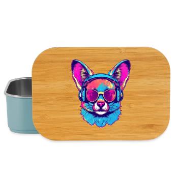Futuristischer Hund mit Sonnenbrille & Kopfhörern - Lunch Box - Hellblau - Vorne