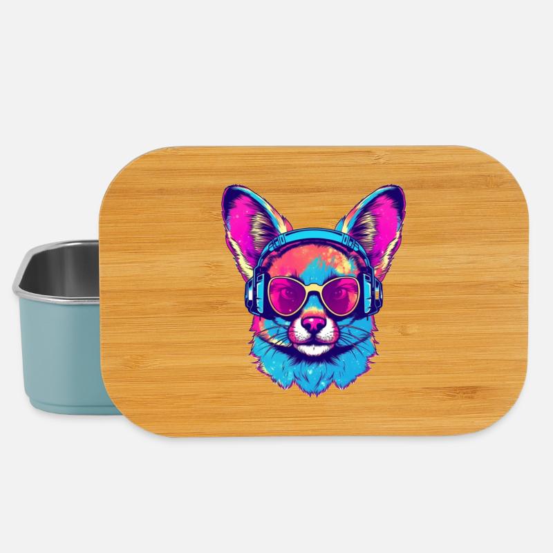 Futuristischer Hund mit Sonnenbrille & Kopfhörern - Lunch Box - Hellblau