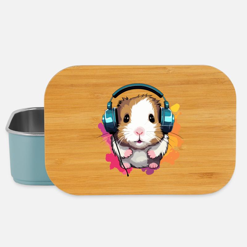 Hamster mit Kopfhörer Zwerghamster Goldhamster - Lunch Box - Hellblau