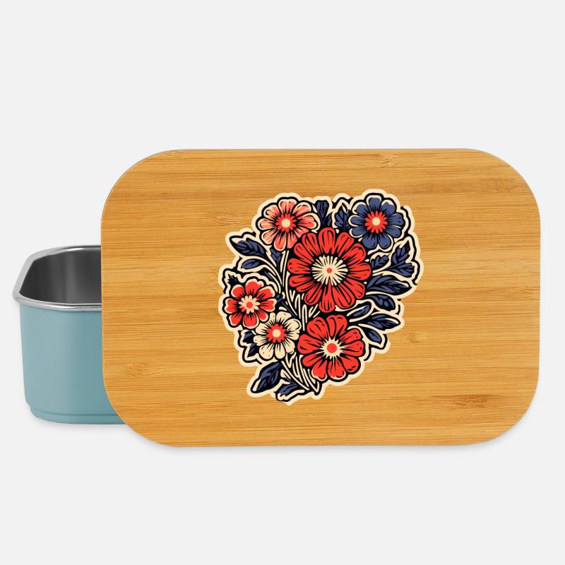 Wunderschönes Boho Blumen Herbarium Bouquet - Lunch Box - Hellblau