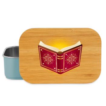 livre rouge ouvert rayonnant pour le Père Noël - Boîte à goûter - bleu pâle - Devant