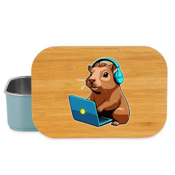 Capybara Programmierer Coder Computer - Lunch Box - Hellblau - Vorne