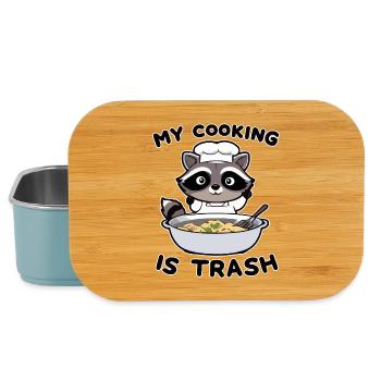 Witziger Waschbär Koch "My cooking is trash" - Lunch Box - Hellblau - Vorne