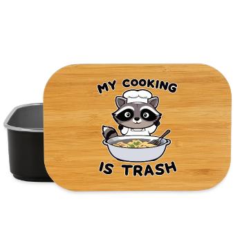 Witziger Waschbär Koch "My cooking is trash" - Lunch Box - Schwarz - Vorne