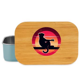 Katzensilhouette im Sonnenuntergang - Lunch Box - Hellblau - Vorne
