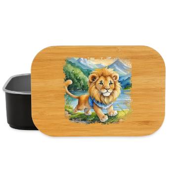 Mignon jeune lion jouant joyeusement au bord de la rivière - Boîte à goûter - noir - Devant