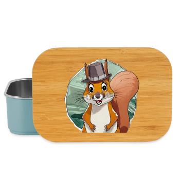 écureuil drôle avec chapeau - Boîte à goûter - bleu pâle - Devant