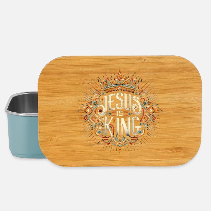 Ornement Jésus est Roi - Boîte à goûter - bleu pâle
