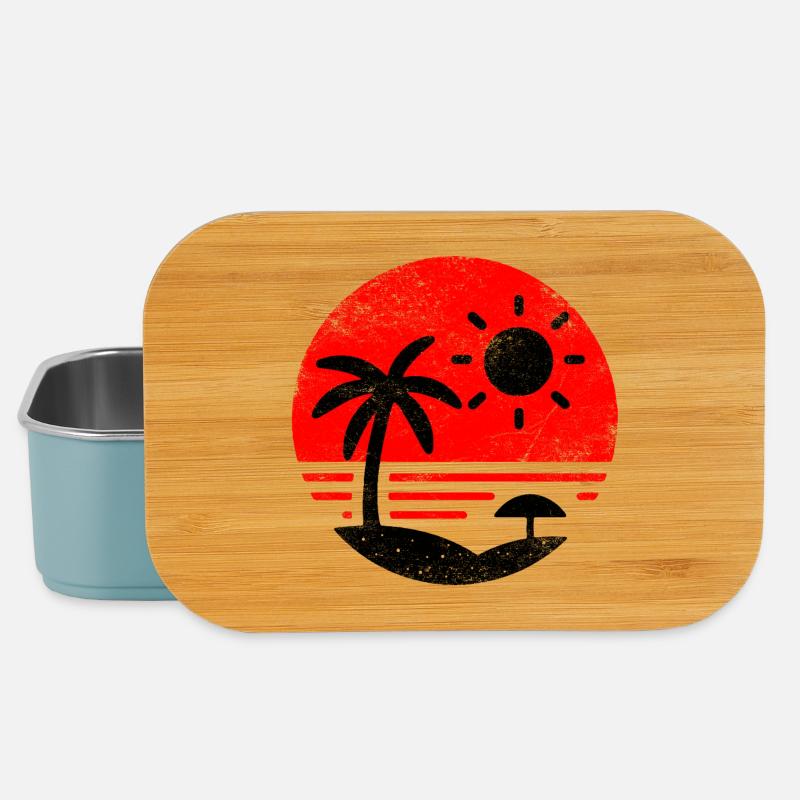 Plage Vintage Rouge Noir - Boîte à goûter - bleu pâle