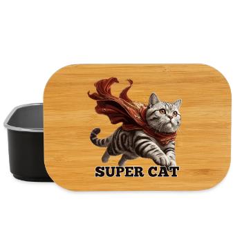 Super chat British Shorthair BKH Tabby - Boîte à goûter - noir - Devant