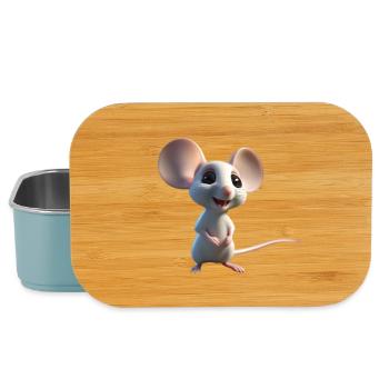 Whimsical White Mouse Charm - Lunch Box - light blue - Front
