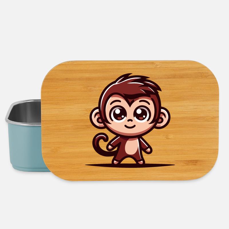 A cute cartoon style monkey - Lunch Box - light blue