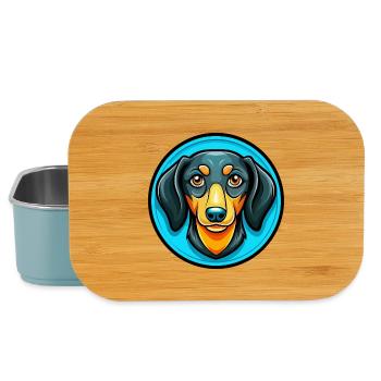 Dackel Hund Bunte Kawaii Zeichentrickfigur - Lunch Box - Hellblau - Vorne