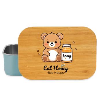 Cuddly bear with honey jar - Lunch Box - light blue - Front