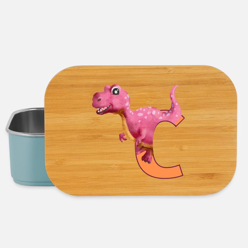 C - DINOSAURE, personnalisable - Boîte à goûter - bleu pâle