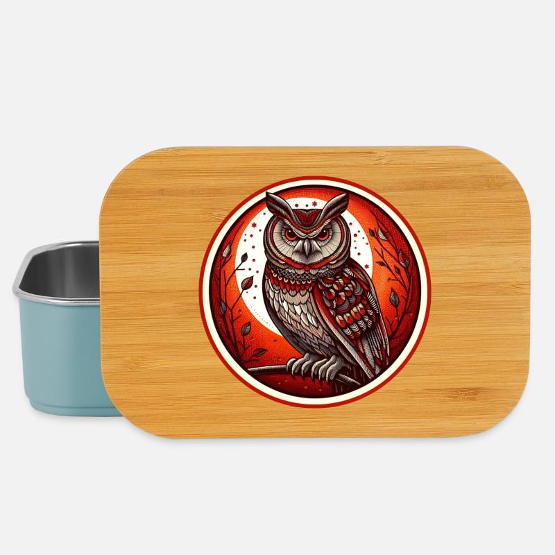 Roter Eulenkreis Emblem - Eule - Nachtvogel - Lunch Box - Hellblau