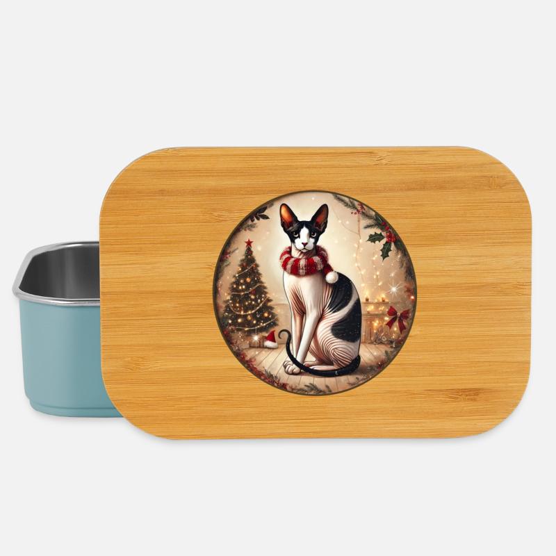 Weihnachtsporträt mit Sphynx - Lunch Box - Hellblau
