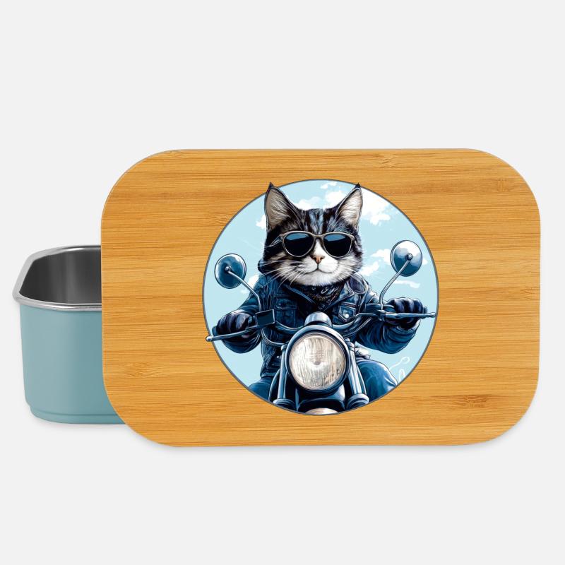 Motard Cat - Boîte à goûter - bleu pâle