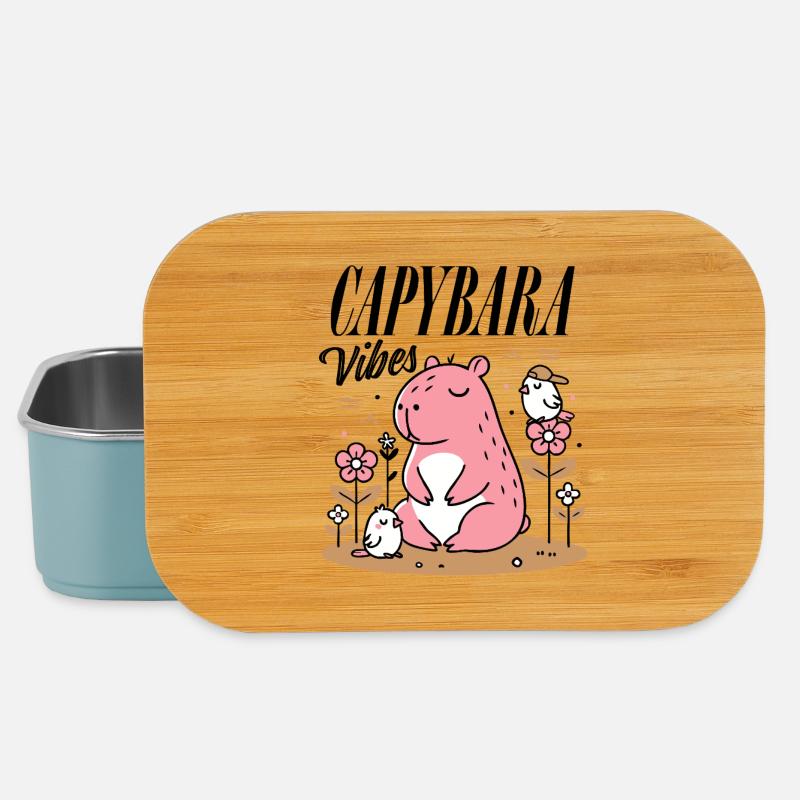 Entspanntes Capybara mit Freunden - Lunch Box - Hellblau