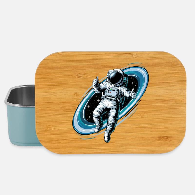 Cool astronaut in space with thumbs up - Lunch Box - light blue