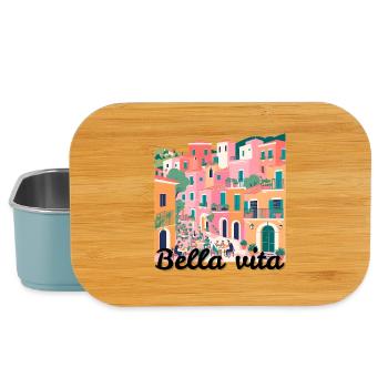 Colourful Mediterranean terraced village - Lunch Box - light blue - Front