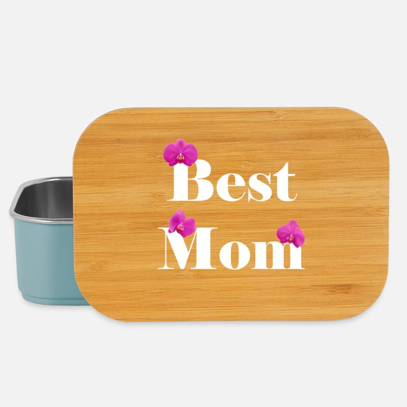 Best Mom, blanc avec orchidées fuchsia - Boîte à goûter - bleu pâle