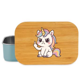 Naughty Unicorn with Middle Finger – Kawaii Statemen - Lunch Box - light blue - Front