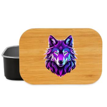 Wolf in Neonfarben - Lunch Box - Schwarz - Vorne