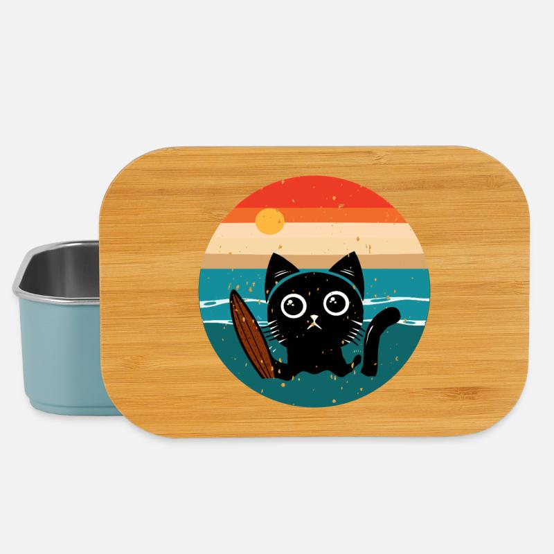 Surfende Katze - Lunch Box - Hellblau