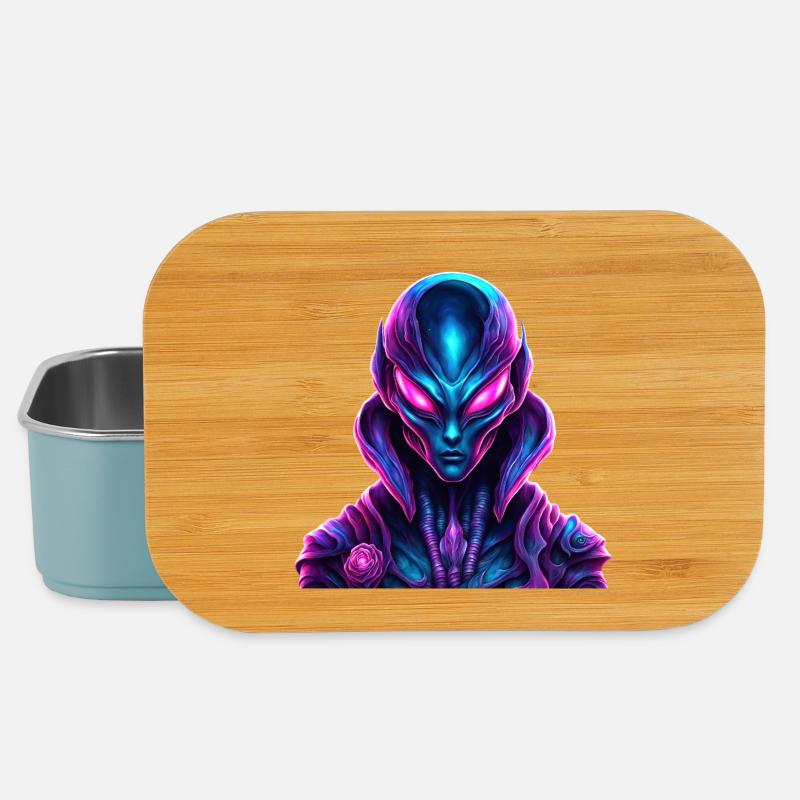 Futuristische Alien-Ästhetik in Neonfarben - Lunch Box - Hellblau